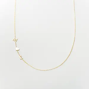 14K Solid Gold Sideways Letter Necklace