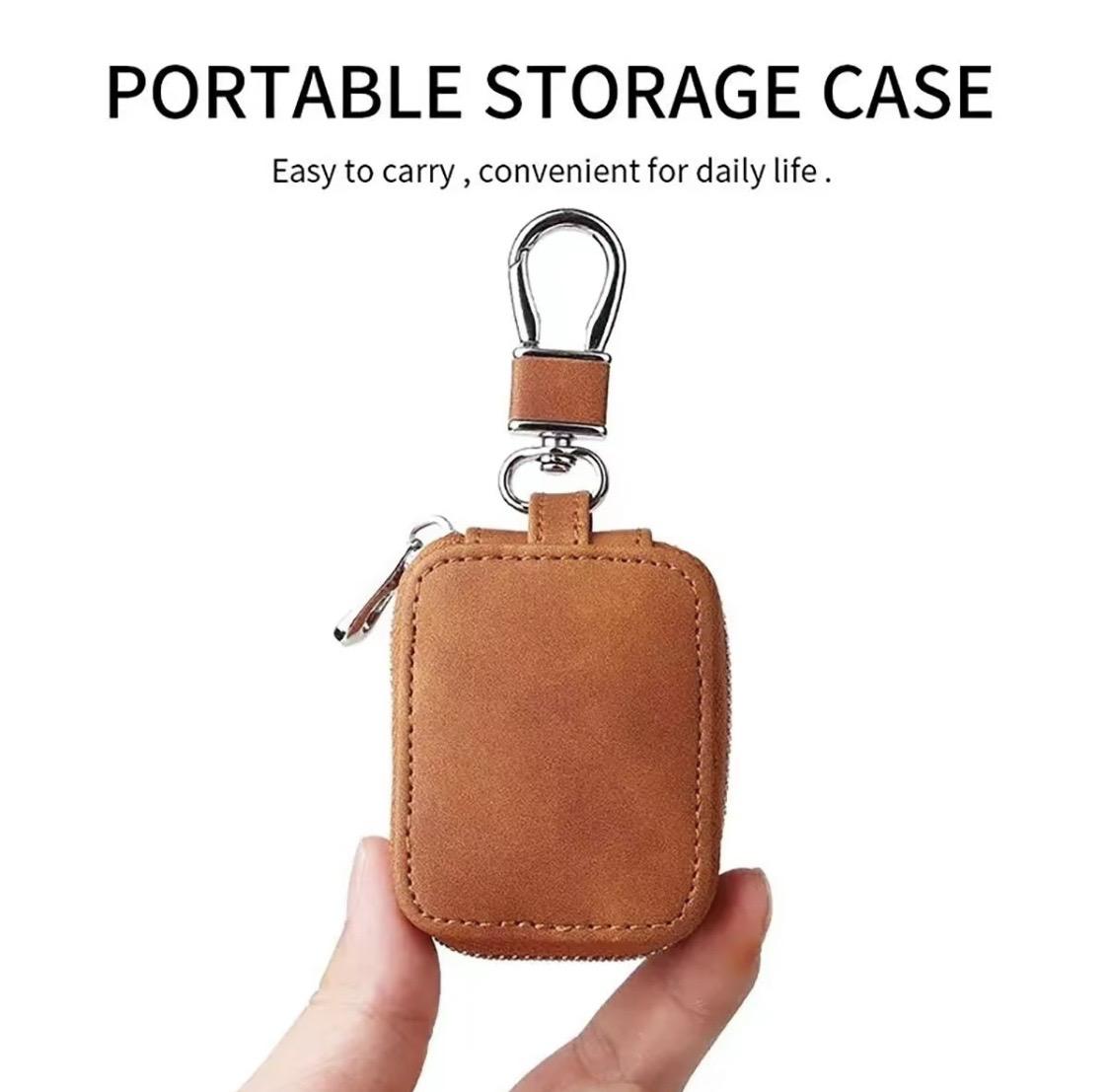 Stylish Solid Color Hook-Style Earphone Case, Universal Leather Case for AirPods 1/2/3/Pro, Dustproof & Waterproof & Anti-scratch Travel Wireless Earbuds Bag, Audio & Video Accessories