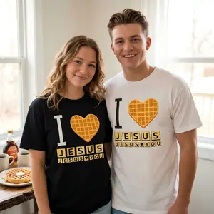 I Love Jesus Jesus Loves You Waffle Comfort Colors Shirt, Bryce Crawford Merch, Christian Graphic Tee, Funny Christian Breakfast T-Shirt, Unisex Casual  Inspirational Tee, Viral Unisex Comfort Colors Shirt
