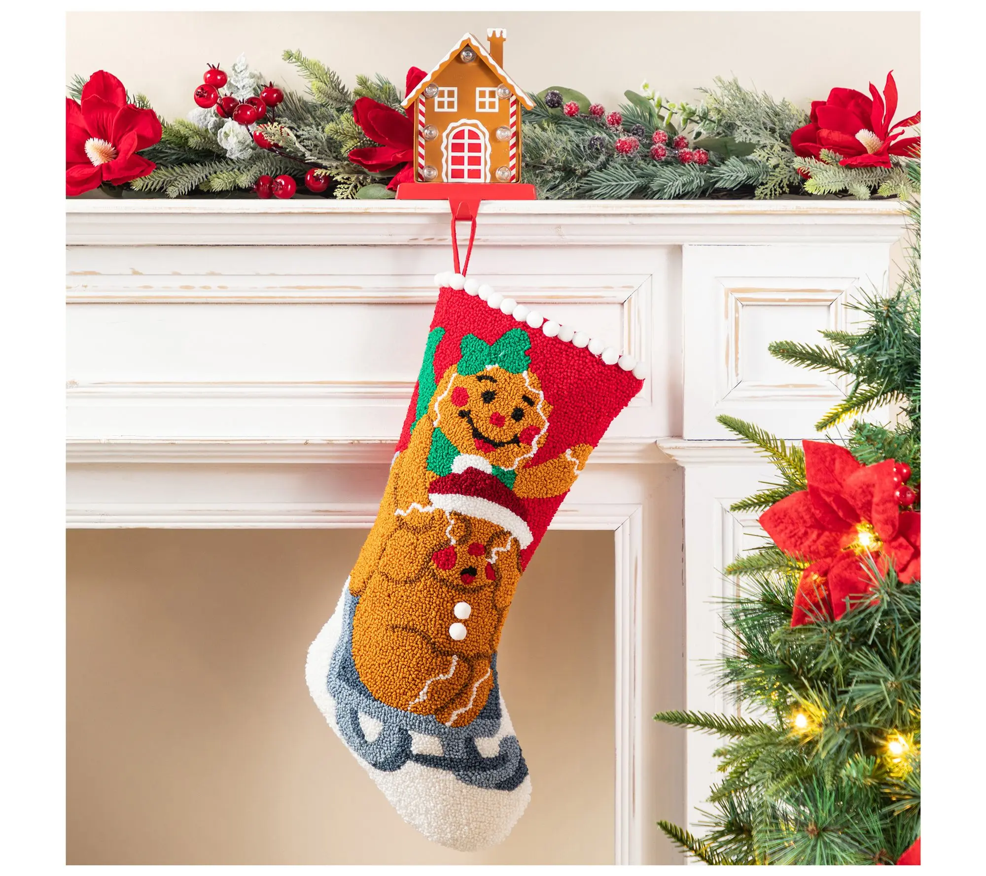 Glitzhome 21"L Gingerbread Man Hooked ChristmasStocking