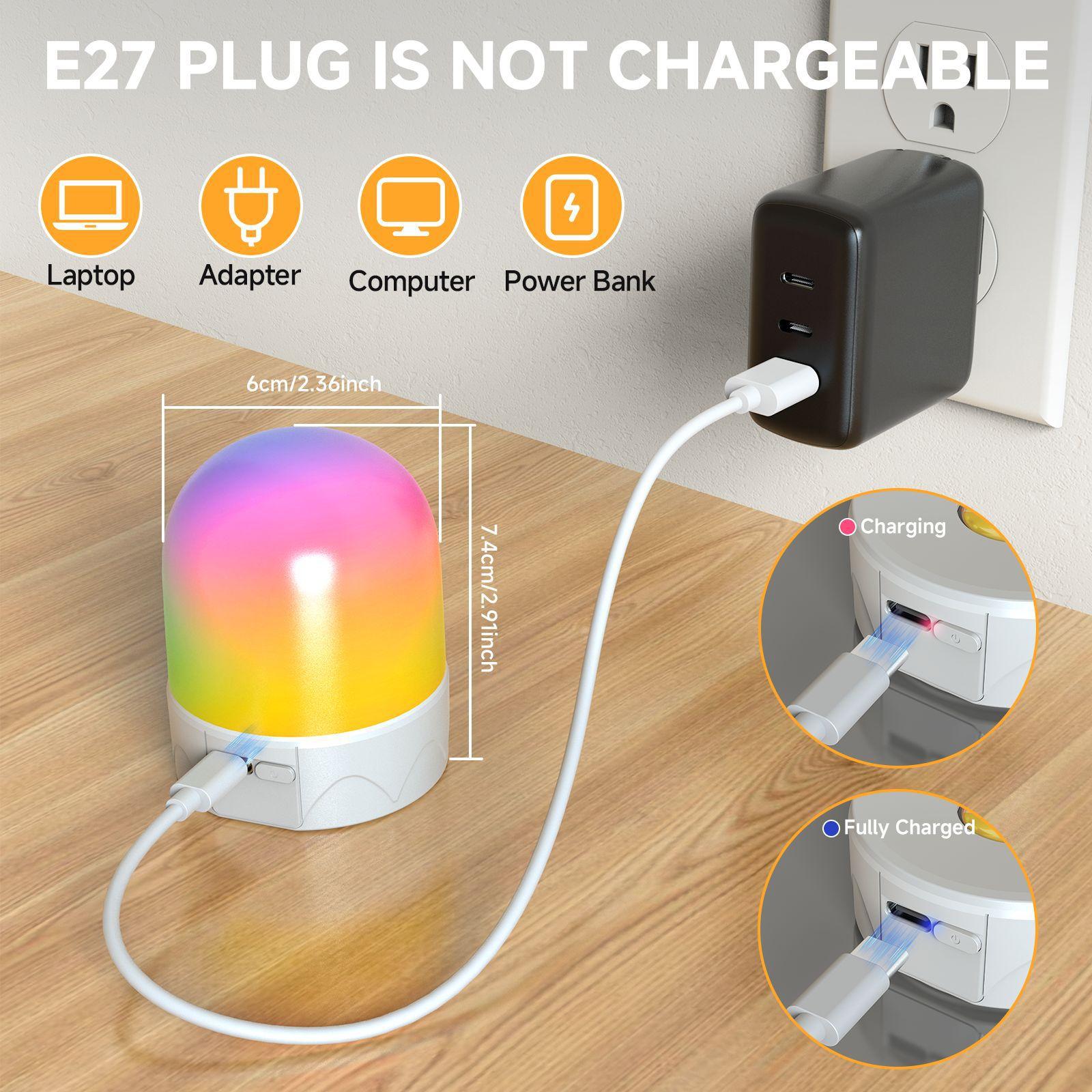 Rechargeable Emergency Light Bulbs  Battery Powered LED Light Bulb 6000K Daylight E26 120 Volt 9W 60W Equivalent with 1200mAh for Home Power Outage Camping Hurricane