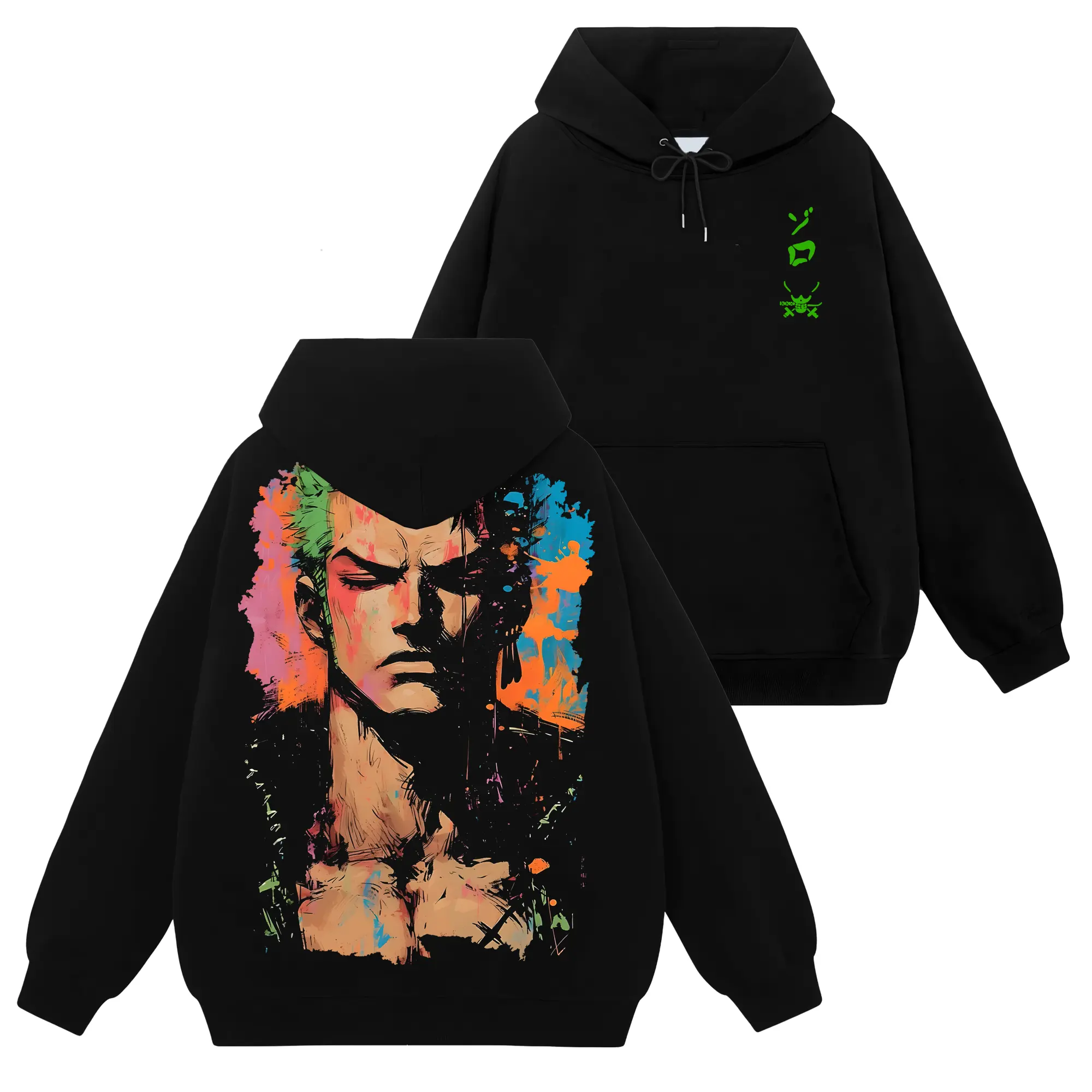 [Ace Shop] Roronoa Zoro King Of Hell 1-Piece Op #71 Menswear Hoodie - Unisex Cotton Tops, Stretch Seamless Fabric, Retro 90s Y2K Graphic Streetwear, Gift For Anime Manga Fans