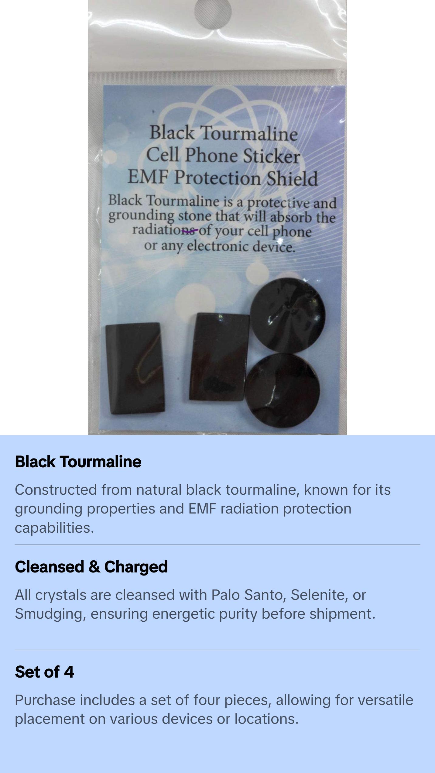 EMF Cell Phone Protection Disc & Plate - Black Tourmaline Set of 4