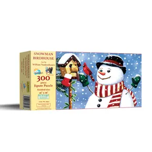 SunsOut Snowman/Birdhouse 300 piece Jigsaw Puzzle for Adults 16" x 26" Holidays, Animals, Nature