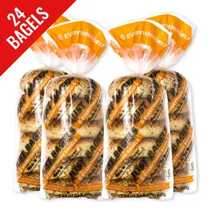 Just Bagels Everything Bagels 4 Packs of 6 Non-GMO Authentic New York Style Chewy Crunchy Bagels Made in Da Bronx