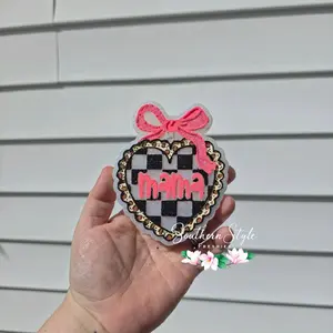 Checkered Mama Heart Pendant Car Freshie
