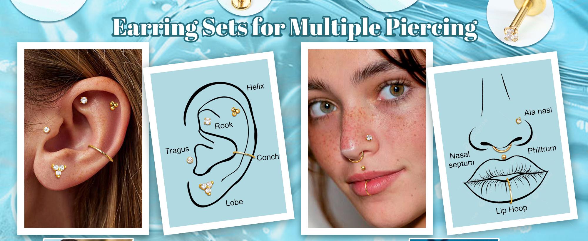 ORAZIO 14K Gold Filled Nose Rings Studs Hoops for Women Men 20G 18G Hypoallergenic Surgical Steel Threadless CZ Piercing Jewelry Set