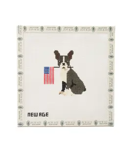 Boston Terrier with American Flag Needlepoint Canvas