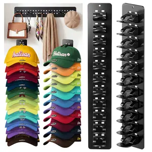 2 Pack Detachable Hat Rack on Wall, DIY Hat Organizer for Baseball Caps, Hat Hook for Wall Hat Hanger Holds Up to 22 Hats with Strong Adhesive and Screws, Cap Holder for Closet Door and Bedroom and Wall Decorations, Multi-Level Hat Storage Ideas for Men