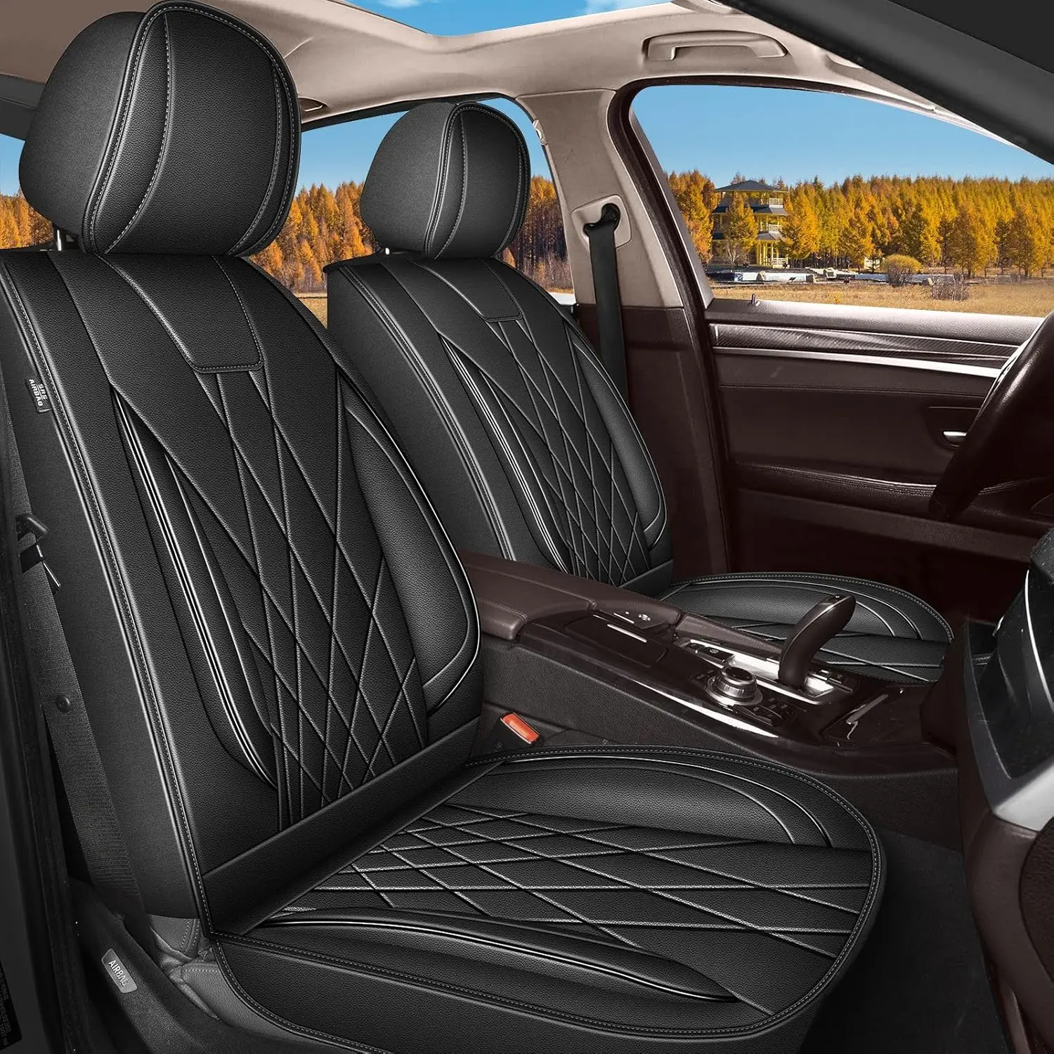 Full Set 2/5 Seats Seat Covers for Toyota RAV4 2013-2025| Waterproof Ergonomic Waist Support Breathable Faux Leather Airbag Compatible Anti-Scratch Wear-Resistant Easy Install Easy Clean Accessories Decoration, Car Seat Cover