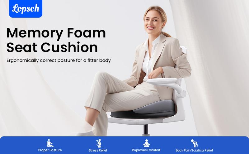 Benazcap Comfortable Office Chair Cushion, Memory Foam Coccyx Pain Relief Pad, Back Support Pillow, Non-Slip Design Ergonomic,Christmas gifts