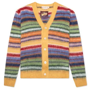 Marni Striped Mohair Cardigan Yellow Multi