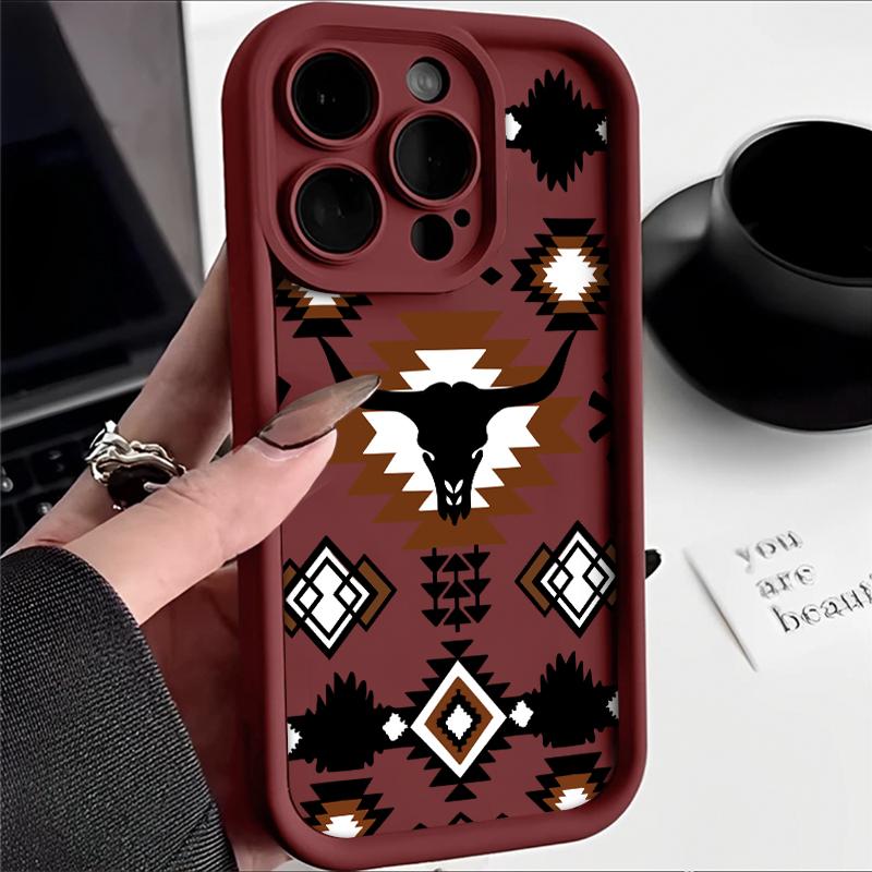Western style long horn design Phone case for iPhone Samsung Galaxy cases 16Pro Max 16 14 13 12 11 XR XS Plus E S25 S24 S22 S23  Advanced fashion gift Full Body Protection Shockproof TPU Soft Silicone Cover