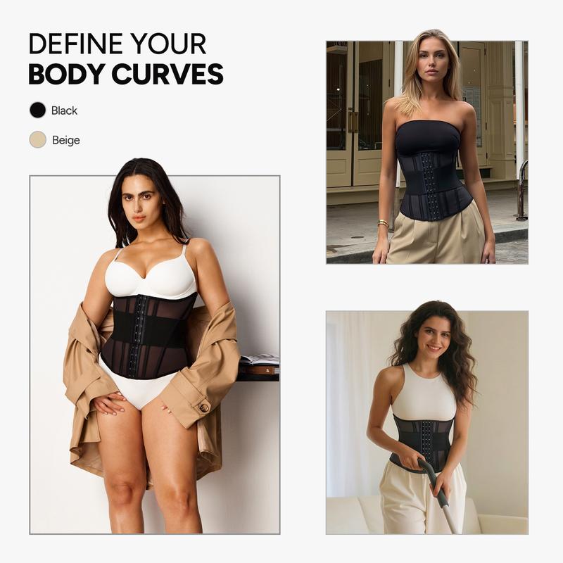 Nebility Women's Waist Trainer Belt with Built-in Steel Frame Double Wrap Waist Cincher Trimmer Ab Belt Tummy Control Body Shaper Firm Compression & Shaping basic shapewear tummy wrap waist trainer extreme