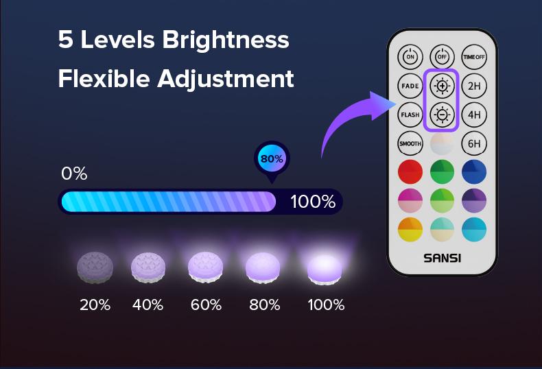 SANSI RGB Pool Lights with RF Remote & Timer – Waterproof, Battery Operated, Flash/Fade/Smooth Modes, Magnetic & Suction Installation – Portable for Showers, Pools, Outdoors – Perfect for Garden | Back to School