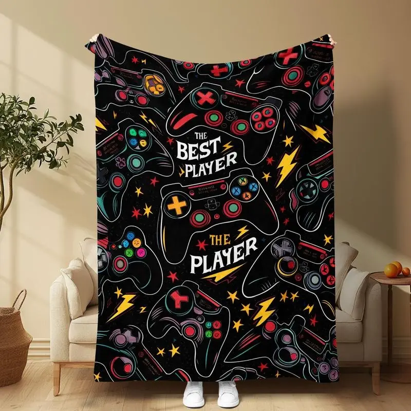 Game Controller Pattern Blanket, 1 Count Soft Warm Throw Blanket, Air-conditioned Room Blanket, Warm Nap Blanket for Home Office Travel Camping