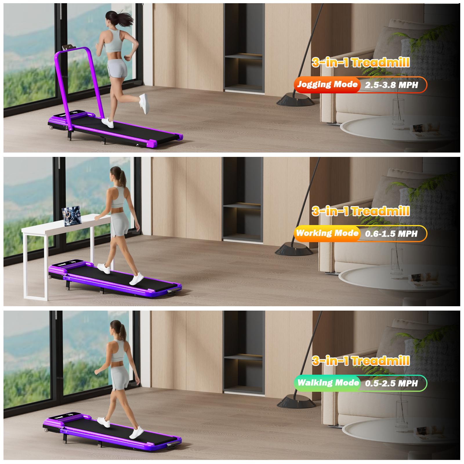 【Adjustable Incline】 YAGUD Foldable Treadmill, Low-Noise Motor Walking Pad, 265lbs Weight Capacity, Remote Control & Wheels for Easy mobility, Comes with Free Resistance Bands, Dual Shock-Absorption System SpringStatements