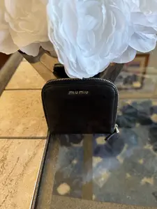 Pre-owned muimui Leather Wallet Mui Mui Soft Black Nappa Zip Around Compact Wallet