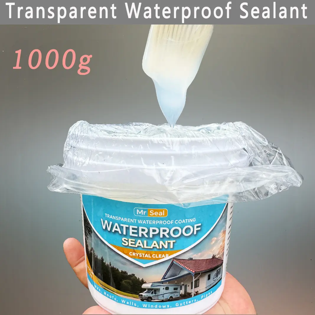 Mr Seal Transparent Waterproof Sealing Paint - 35.2oz High-Quality Gel Coating, Fast-Drying Durable Crack Repair Waterproofers for RVs, Pipes, Tiles, Boats, Composition Shingle Roofs, Emergency Use