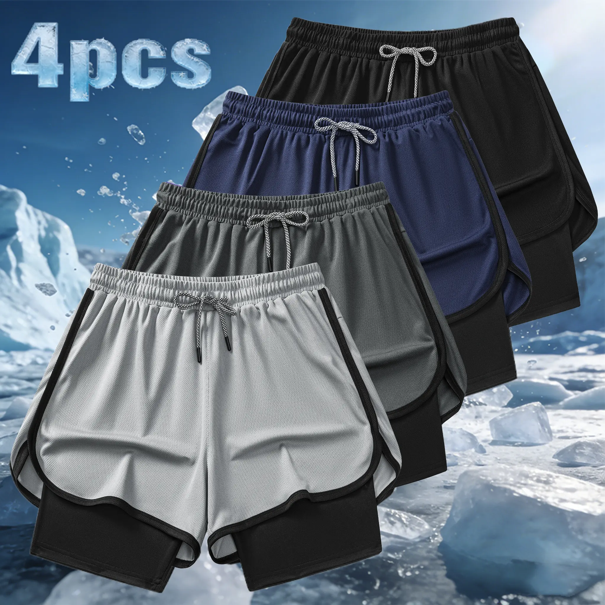 Men’s double-layer breathable sports set for spring/summer-fitness & beach quick-dry running outdoor casual basketball outfit luxe feel fashion forward refined day to night laid back