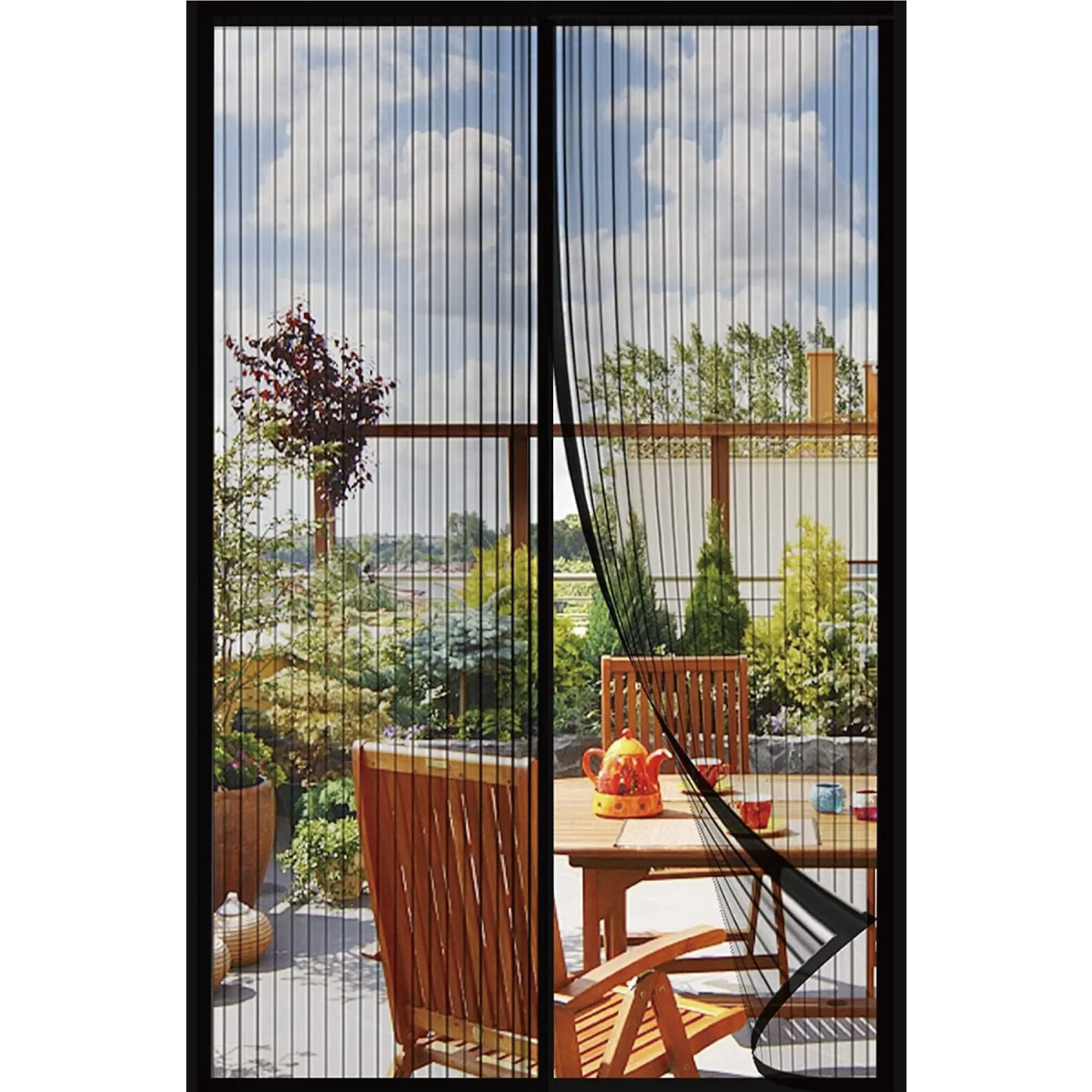 Heavy Duty Magnetic Screen Door - Self-Sealing Magnets, Reinforced Fiberglass Mesh Net Closure, Hands-Free Operation, Pet-Friendly, for Exterior Sliding Doors, Patios, Exterior Door