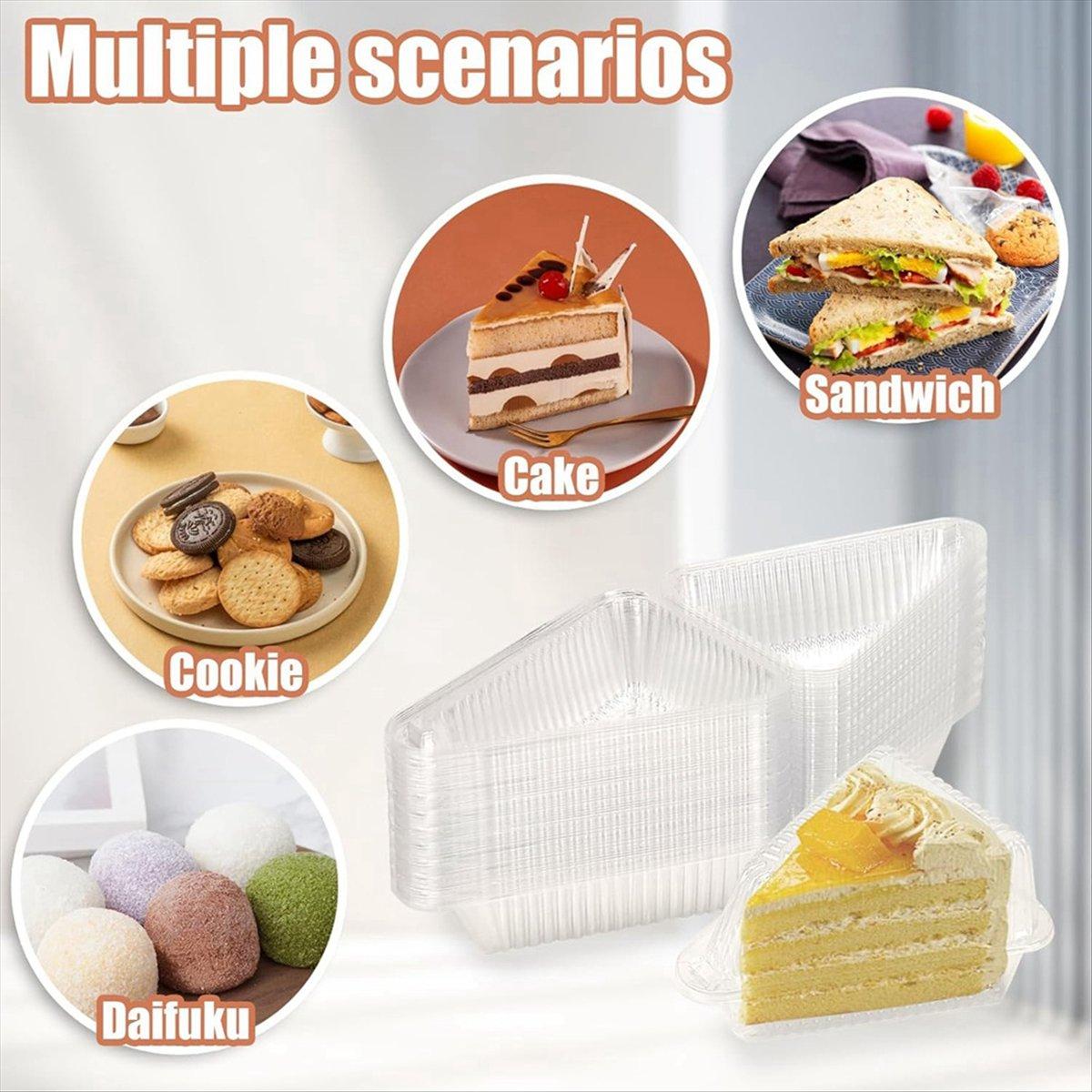 50Pcs Cake Slice Containers with Hinged Lid,Disposable Pie Slice Boxes,Individual Cheesecake Containers,Cake Carriers US