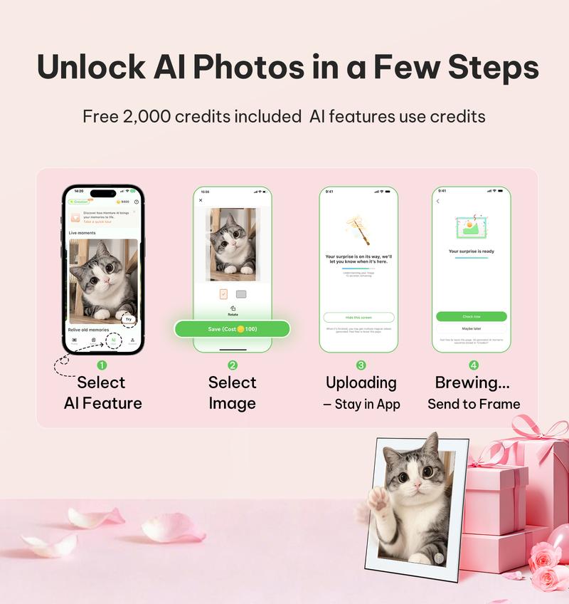 Homture Magic Frame - 10.1″ 1080P World's First AI Magic Frame for Old Photo Restoration Unlimited Storage Instant Sharing Decor Full HD 1080P