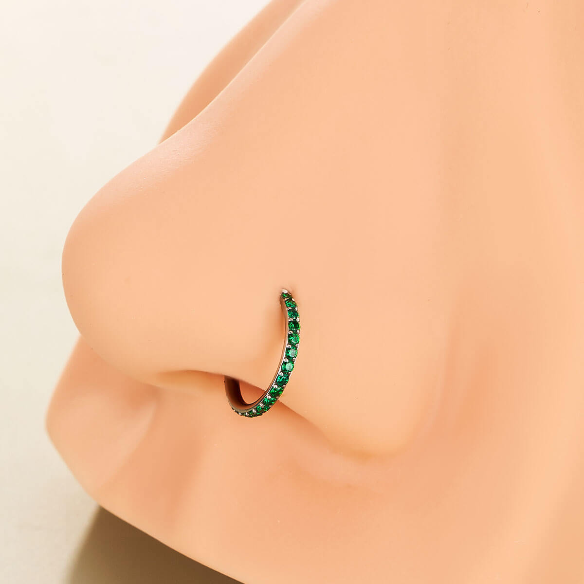 OUFER 20G Micro Gem CZ Hinged Nose Nostril Piercing Hoop Ring 316L Stainless Steel Body Jewelry Black Purple Pink Green Blue Inner Diameter 5mm-12mm Artificial Zircon