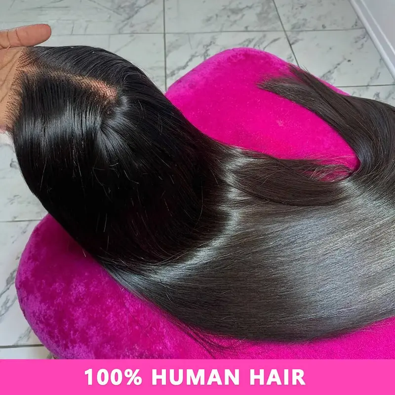 Glueless Straight Human Hair Wigs 180% Density Pre Cut 6X4 Lace Closure Wigs Middle Part Lace Wear And Go Wigs Human Hair for Women Brazilian Smooth Hair Hd Transparent Lace Wigs Pre Plucked Nature Hairline