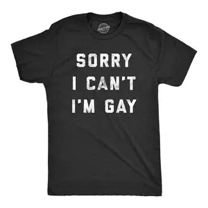 Mens Sorry I Cant Im Gay T Shirt Funny LGBT Pride Tee Mens Funny T Shirts Cool Vintage Fashion T-Shirt Gift Classic Menswear Pride Apparel for Men Novelty Tees for Guys Black