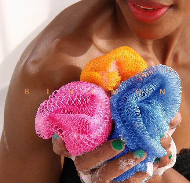 Bluimon African Exfoliating Net Sponge Ethically Sourced from Nigeria Bath Sponge Smooth Skin Shower Body Care Tool Quick-Drying Hygienic Solution