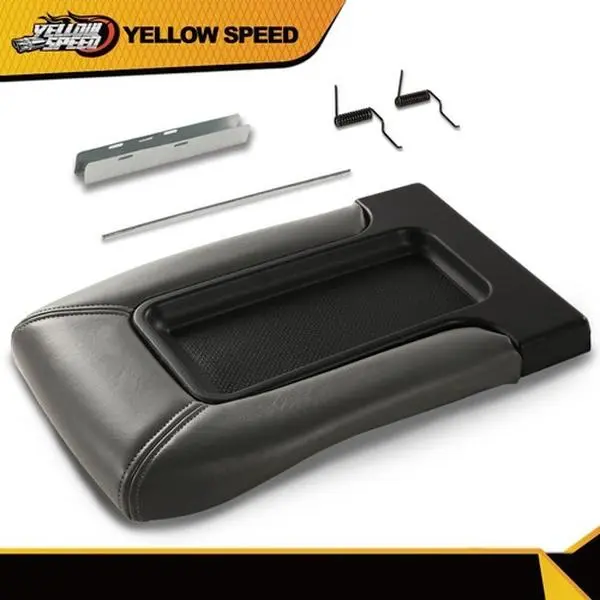 ALLGOOD Leather Center Console with Lid & Armrest Latch (GM Part), Car Organizer for 1999-2007 Chevy Silverado, Includes Arm Rest, Trunk Storage Space, Car Mats & Interior Org Parts, Boosts Interior Functionality