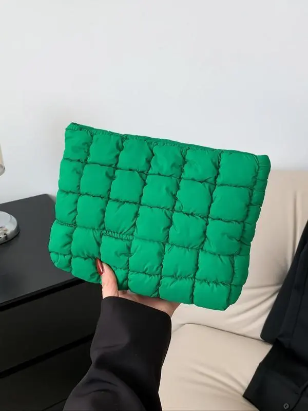 Large Capacity Quilted Design Clutch, Travel Storage Bag With Zipper, Perfect Christmas Gift Idea, Quilted Purse