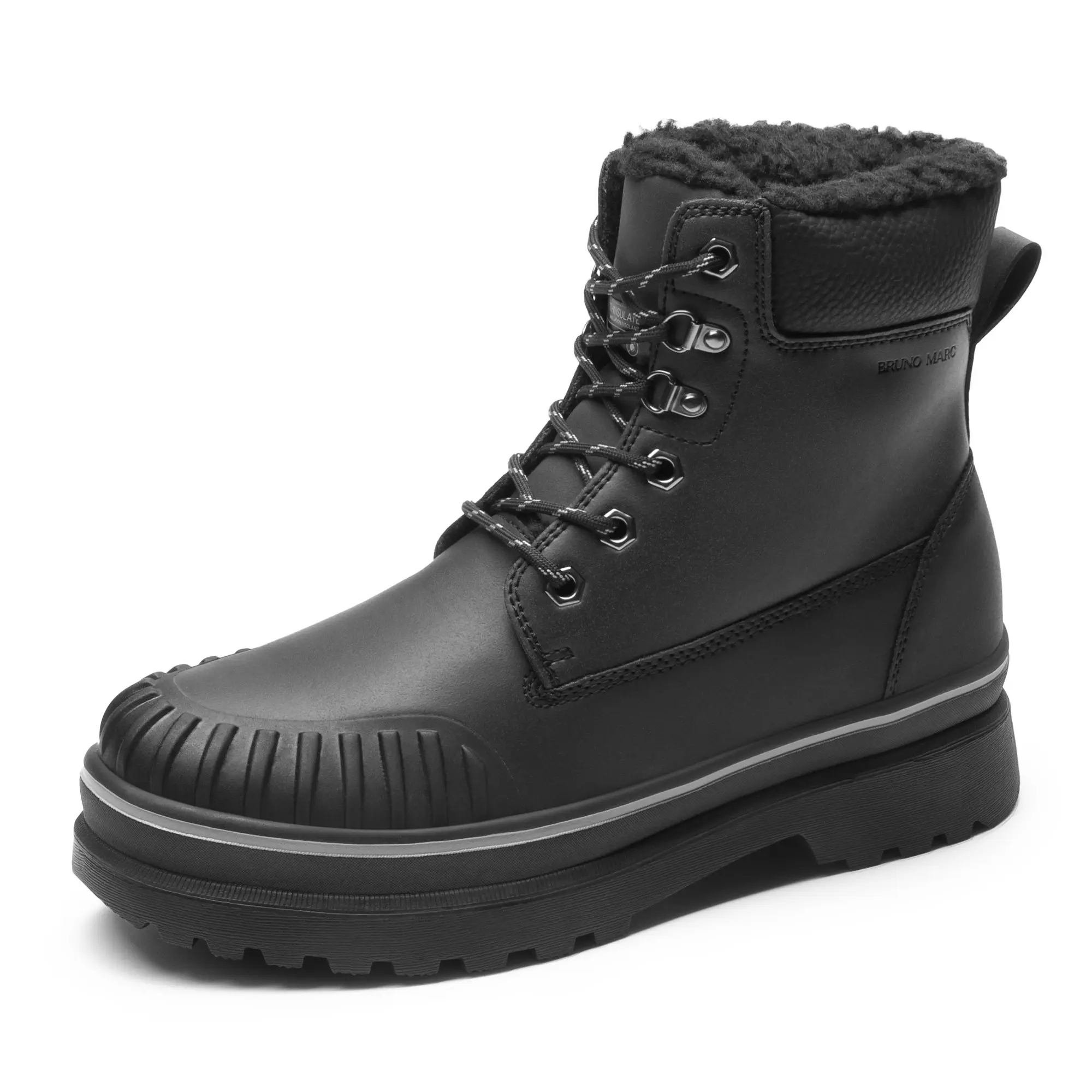 【BRUNO MARC Anniversary】s Men's Fur-Lined Insulated Snow Boots, Men's Winter Shoe, Warm Footwear for Cold Weather tiktokshopbacktoschool