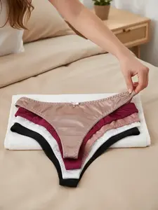 5 Pcs Women's Solid Drop Waist Thong - Low-Rise Polyamide Elastane Breathable Underwear for Casual Comfort All Seasons Bridal Ice Silk tydal wear br martin  scorsese iris  skims  boy  shorts Neoprene Sauna Workout Belt 34 Seamless Camel Toe Cover Sheer Hi