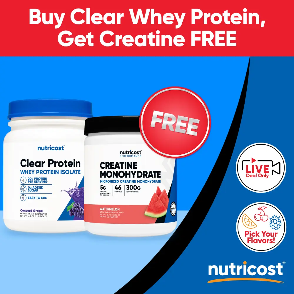 Nutricost Clear Whey Protein Isolate & Nutricost Micronized Creatine Monohydrate Powder Supplement Bundle