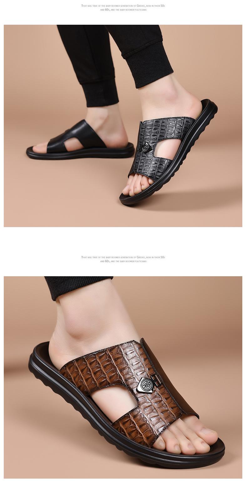 Men's Vegan Leather Summer Fashion Sandal & Stylish Slipper with Mixed-Texture Design | Quick Dry Sandals with Anti-Slip Sole | Beach Shoes for Men & Beach Casual Wear | Outdoor Beach Shoe, Outdoor Sandal for Indoor Use & Outdoor Entertainment