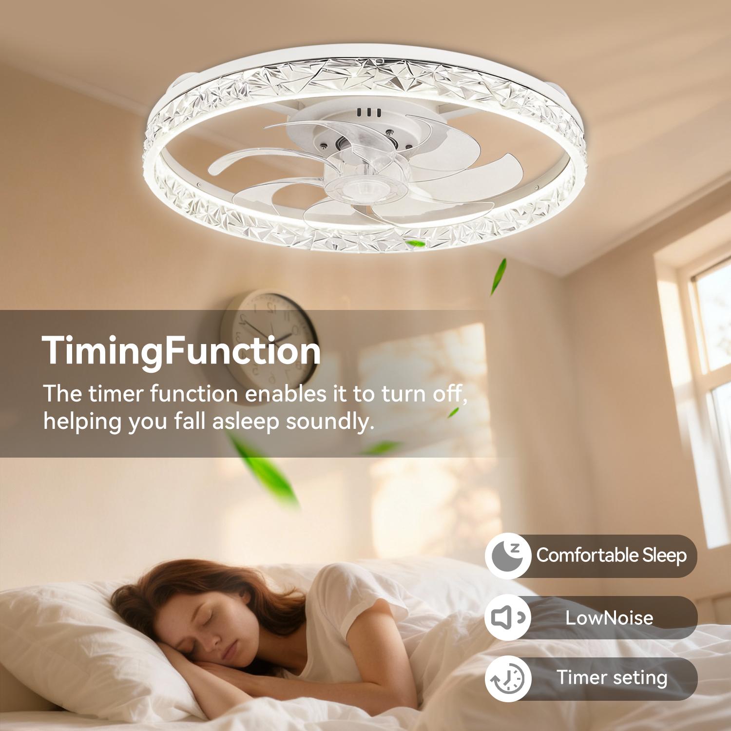 GLITGATE Cristais Multifunctional Ceiling Fan with 3 Color Temperatures Light, Remote Control/APP, 6 Wind Speeds, Timer, Reversible DC Motor, Adjustable Brightness , Low Noise for Living Room, Bedroom, Indoor Lighting Led Lighted GLITGATE Cristais Multifunctional Ceiling Fan with 3 Color Temperatures Light, Remote Control/APP, 6 Wind Speeds, Timer, Reversible DC Motor, Adjustable Brightness , Low Noise for Living Room, Bedroom, Indoor Lighting Led Lighted