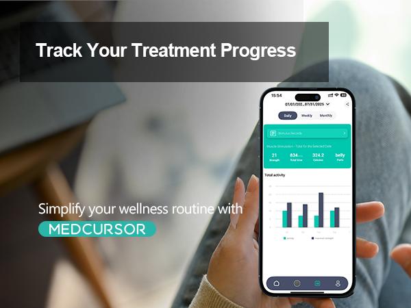 Medcursor Wireless Dual-Channel Muscle Stimulator, App-Controlled TENS Unit with Session Memory, 3 Modes, 25 Intensities, Pain Relief for Back/Arms/Shoulders/Legs, Portable with Storage Pouch