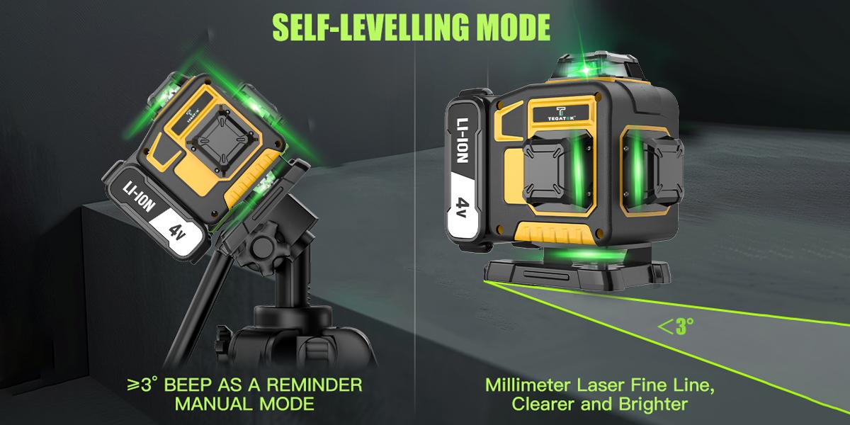 16 Lines Laser Level,  4x360° Green Laser Level With 2pcs Rechargeable Lithium Batteries/ Wall Mount For HOME And Outdoor Building Renovation Work