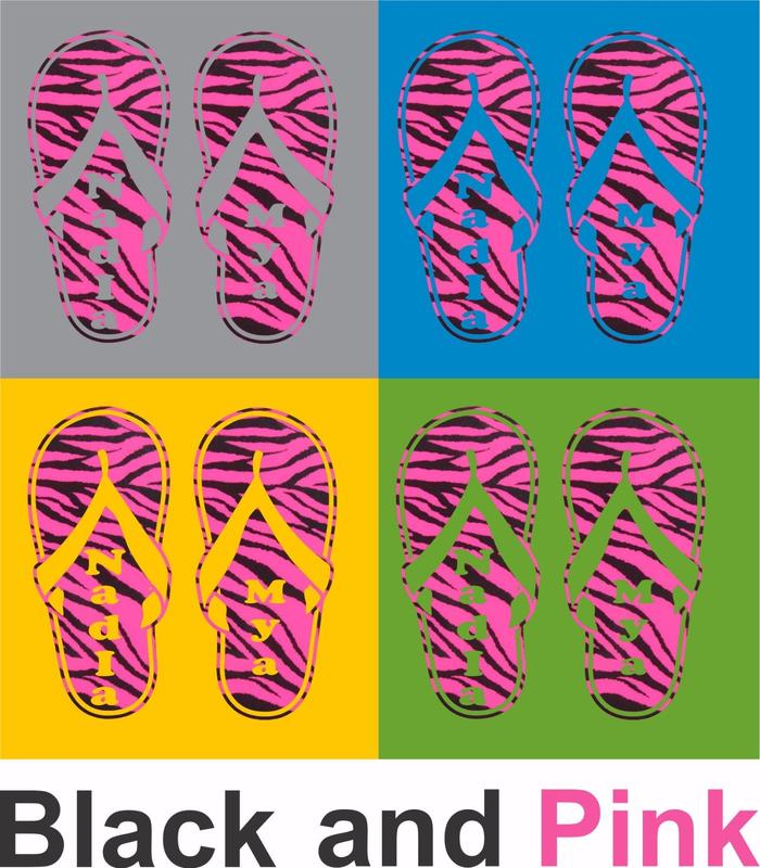 Custom Name Zebra Print Flip Flops Car Truck Window Laptop Vinyl Decal Sticker