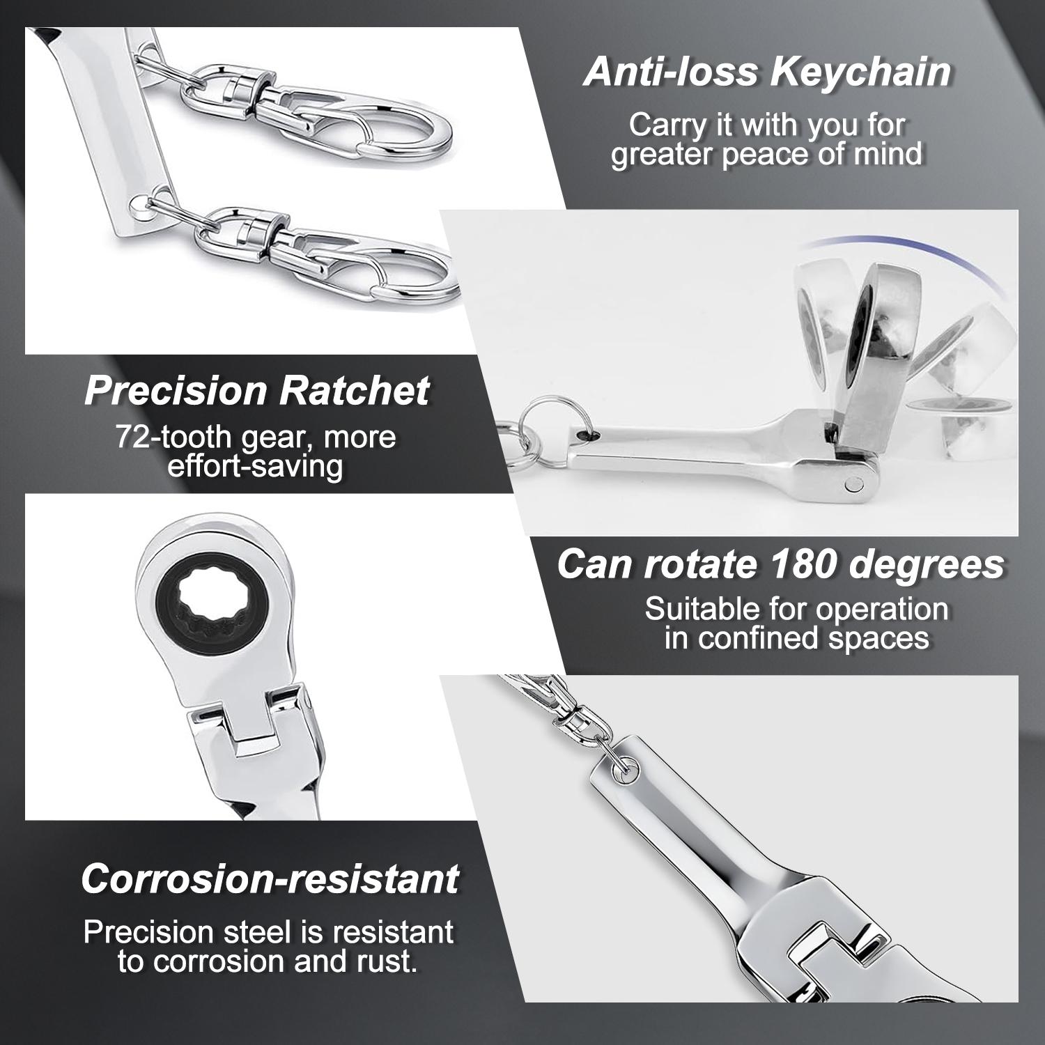 PUKEGM 10mm Ratchet Wrench Keychain Flex Head 72-Tooth Mechanic Gift (Neo Chrome Plating) PUKEGM 10mm Ratchet Wrench Keychain Flex Head 72-Tooth Mechanic Gift (Neo Chrome Plating)