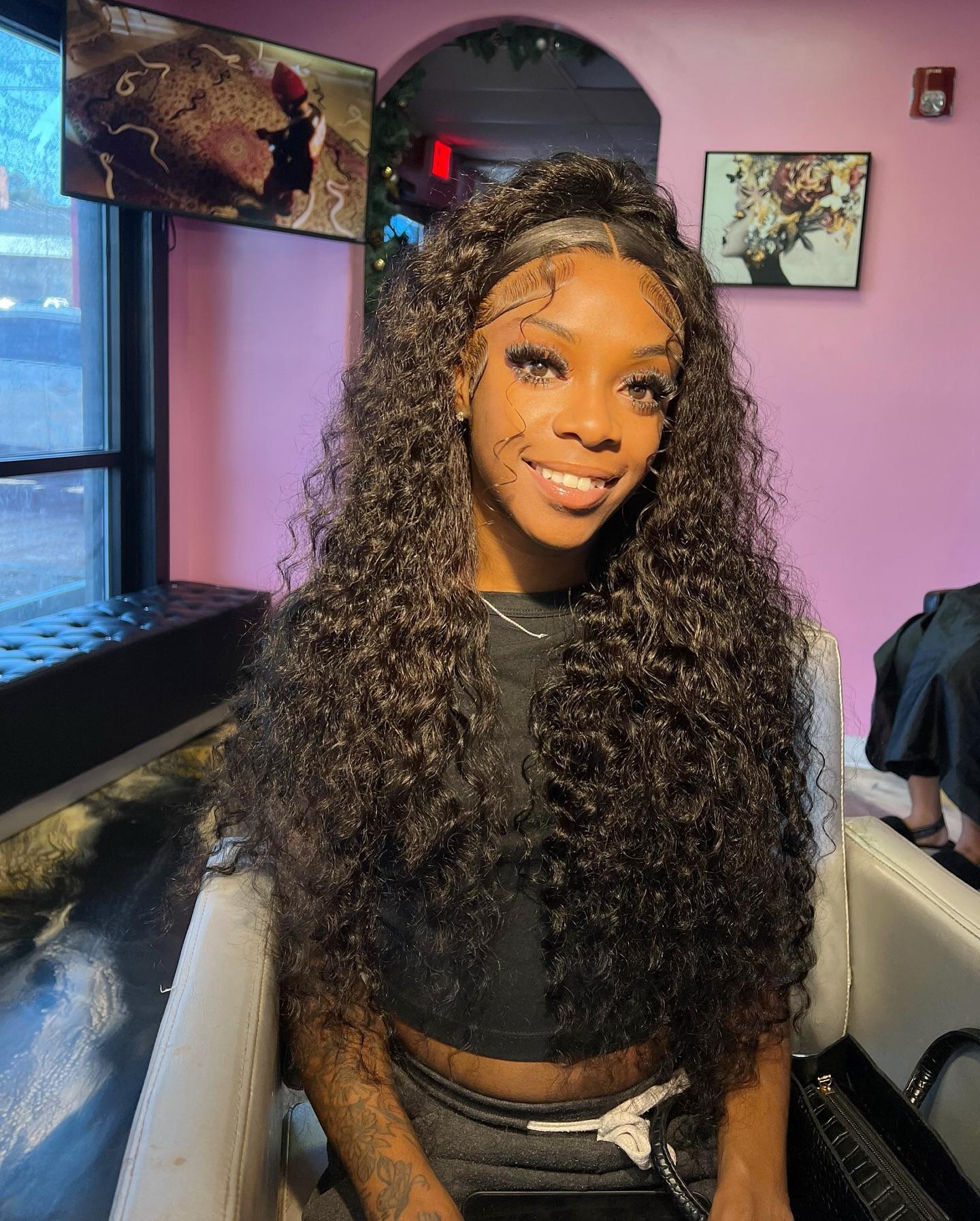 Deep Wave Wigs 13x4/6 HD Transparent Lace Front Human Hair Wigs Pre Cut 7x5 HD Lace Closure Wigs Brazilian Curly Wigs For Black Women Ready To Wear Gluless Wigs PrePlucked 180% Density