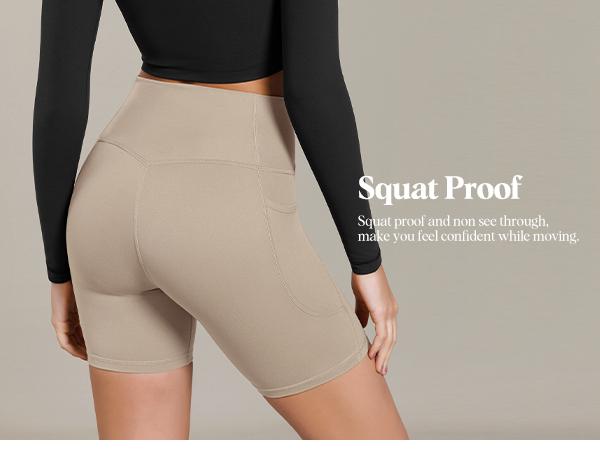 ODODOS Cloud Feeling Cross Waist Yoga Shorts with Pockets for Women, 6" Crossover High Waist Lounge Biker Shorts