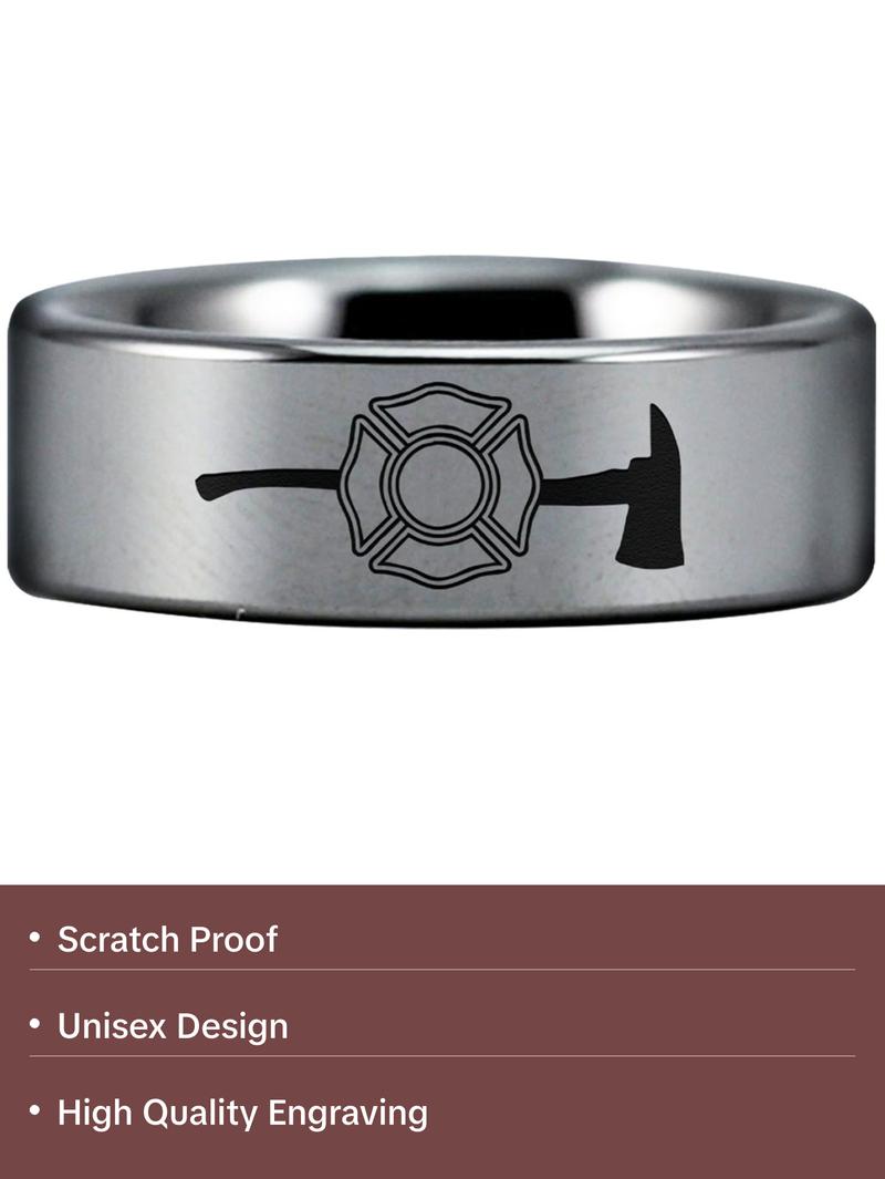 Firefighter's Axe Tungsten Carbide Ring