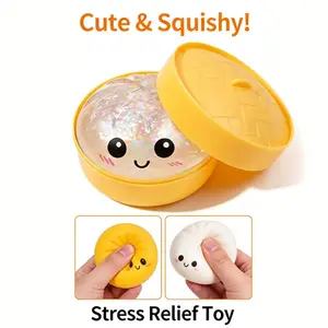 Squishy Dumpling Stress Balls for Adults, Dumpling Squishy Toys for Kids, Dumpling Fidget Sensory Toy, Squeeze Dough Ball Stress Relief Toy, Stretchy Stress Ball Squish Toys