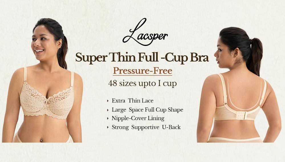 Lacsper Jasmine Plus Size Lace Bra with Special Lace Detailing Unlined Non-Padded Full Coverage Comfortable Supportive All Day SpringStatements