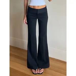 Elegant women's suit pants, casual multifunctional low waist slim fit flared pants, street style suitable for all seasons