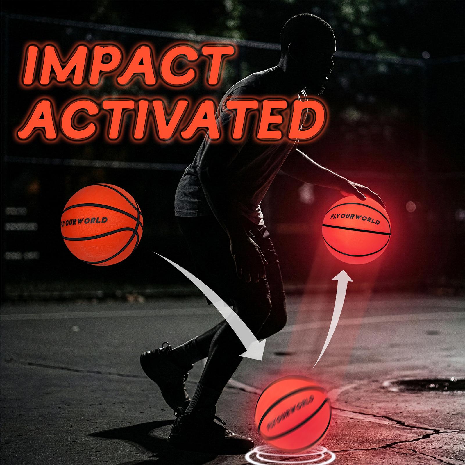 Light Up LED Basketball, Glow in The Dark, Sizes 7 Light Up Ball for Kids, Teens & Adults, Red Glow for Outdoor Games, Sports, Birthday Gifts Ideas for Boys
