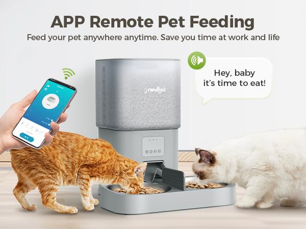 PHI VILLA Wireless Automatic Cat Feeder, 6L Automatic Food Dispenser for Dogs, Cats, Small Pets Indoor, Smart App Controlled Dry Food Feeder for Cats & Dogs, Quick Cooling Feeding